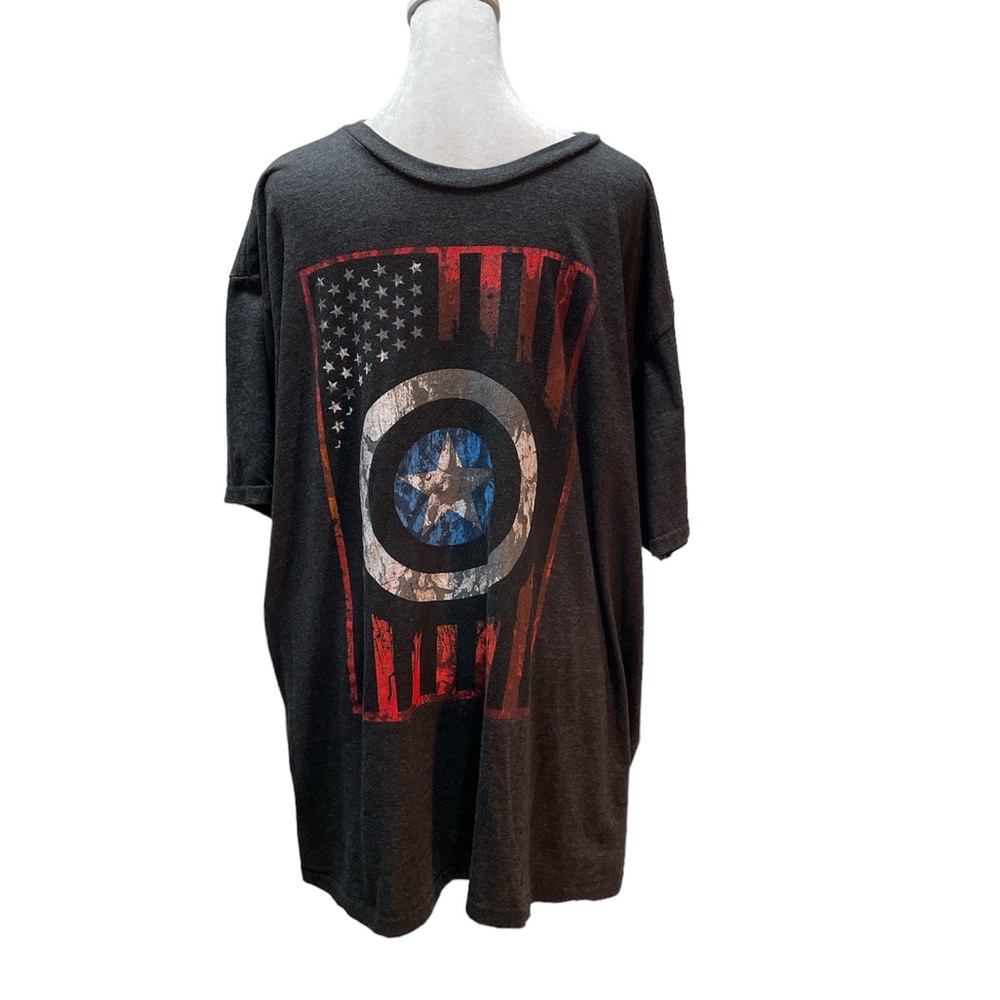 Marvel Captain America Charcoal Heather Dark Gray Graphic Woman's Tee Size 2X